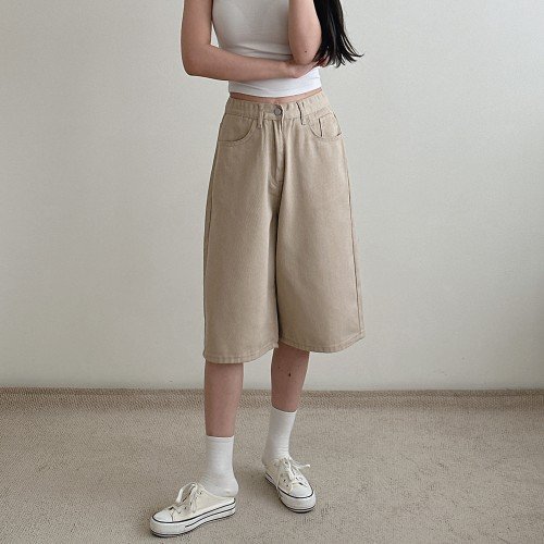 여성 반바지 버뮤다팬츠 여름 하이웨스트 블랙 화이트 면 키작녀 빅사이즈