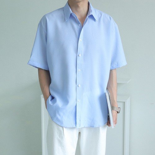 남자반팔셔츠 구김없는 오버핏 여름 남방 남자 린넨 셔츠