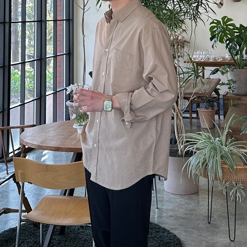 남자린넨셔츠 오버핏 흰색 여름 남방 남자 셔츠