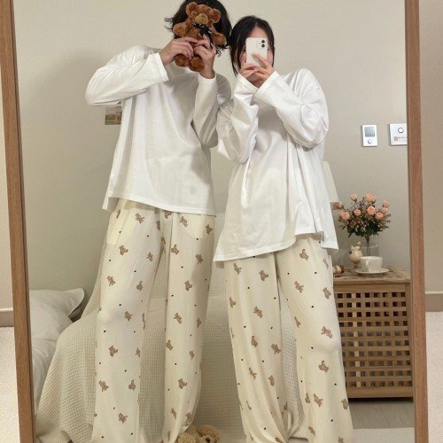 치즈 곰돌이 커플 잠옷바지 빅사이즈 파자마 파티
