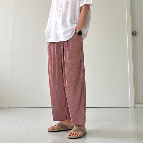 남자와이드팬츠 냉장고바지 링클프리 고무줄 남자플리츠팬츠