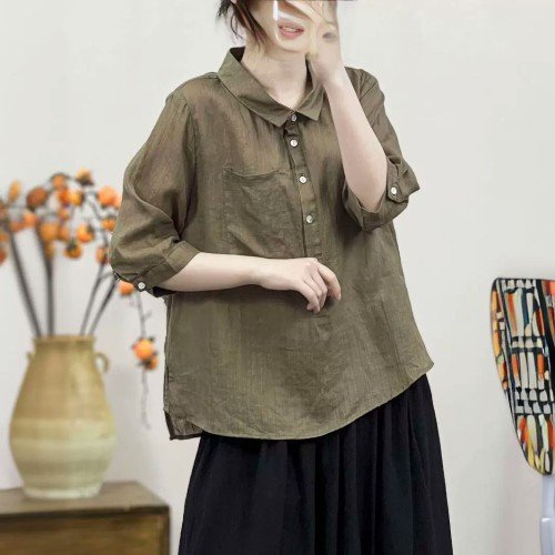 모시블라우스 여름블라우스 7부소매 미시옷 젊은엄마옷 중년여성