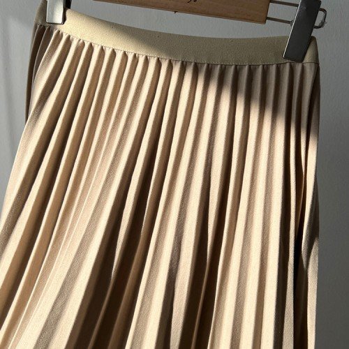 [강세일/정상가19800] 울 플리츠 가을 겨울 모직 밴딩 플레어 롱 스커트