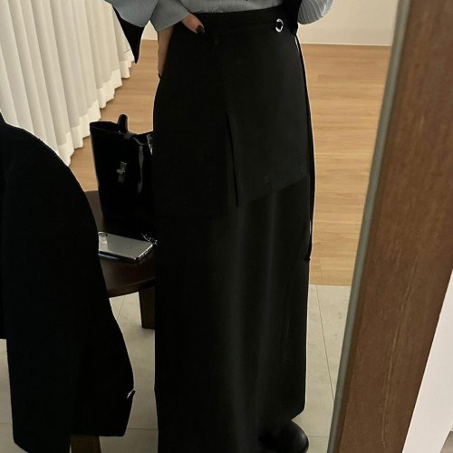 데릴 여성 하이웨스트 레이어드 랩 롱 스커트