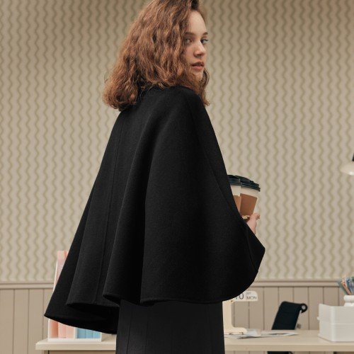 [제로스트릿] 핸드메이드 케이프 코트 HANDMADE CAPE COAT / BLACK