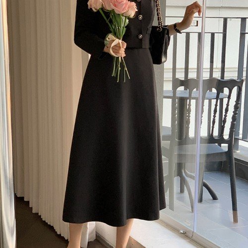 [자체제작] (자체제작) 투피스 롱 플레어 원피스 결혼식 하객룩 op15615