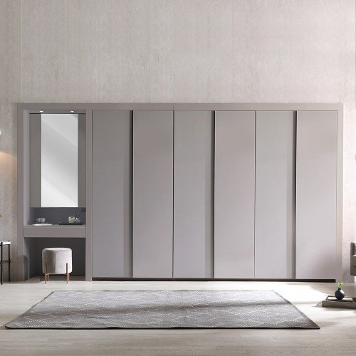 장인가구 파인 매트 여닫이 파우더 붙박이장 5CM