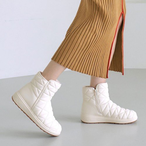 따뜻한 방수 방한 퍼 퀼팅 누빔 여성 패딩부츠 방한화