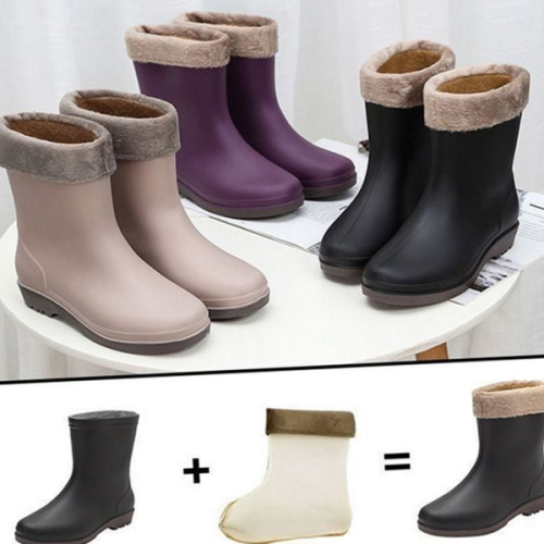 고무 여성 기모 패딩 장화 여성 겨울 부츠 장화