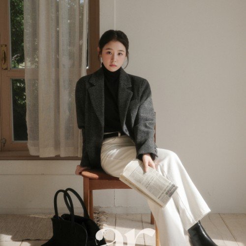 [자체제작] [울함유] 울 헤링본 테일러드 카라 싱글 하객룩 자켓 jk3004