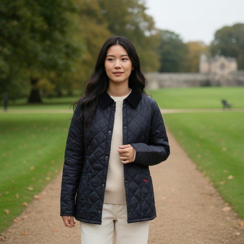 바버 리데스데일 여성용 퀼팅 자켓 영국판 네이비, M(키즈)