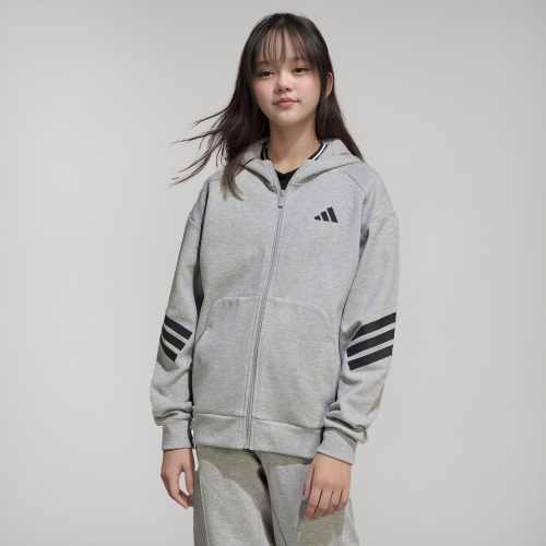 [국내매장판] 아디다스 키즈 후드 집업 어린이 아동 초등학생 주니어 3선 후디 3S 그레이(블랙삼선), 140