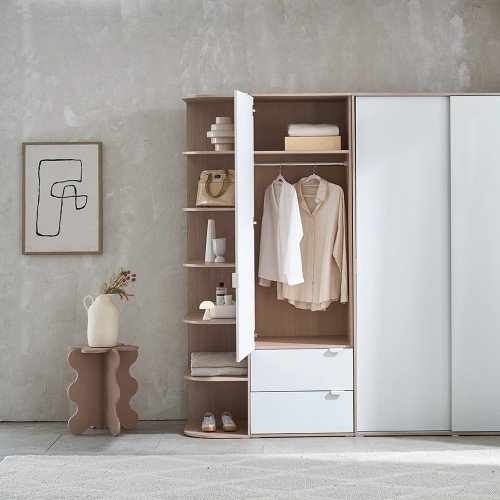 장인가구 코라 1800 슬라이딩 옷장 세트 1200 옷장 (행거형)+600 서랍옷장