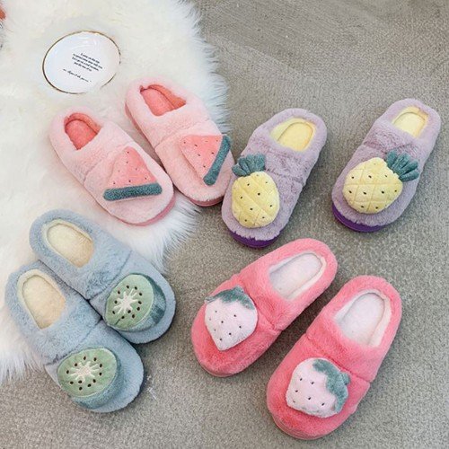 과일 겨울 거실 털 실내화 슬리퍼