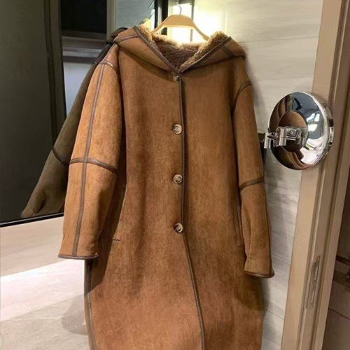 리얼 양털 후드 무스탕 겨울 아우터