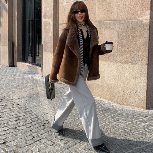 겨울 리얼 양모 스웨이드 뽀글이 숏 무스탕 자켓