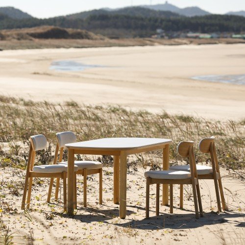 라미에스 유니 오크 참나무 포세린 세라믹 라운드 식탁세트 6인용 1800 의자3 벤치1