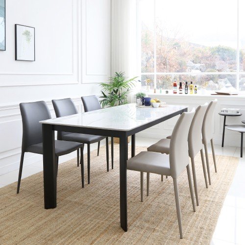 클레르 6인용 양면 포세린 세라믹 식탁세트 1800+의자4개 SL132