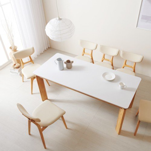 수림 원목 포세린 세라믹식탁 세트 6인용 포쉐린 식탁+의자6, 1800mm, 네추럴