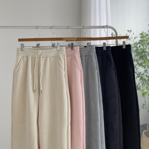 양털기모 코듀로이팬츠 여성 겨울 융골지 벨벳 밴딩 일자 조거 뽀글이 벨루어팬츠