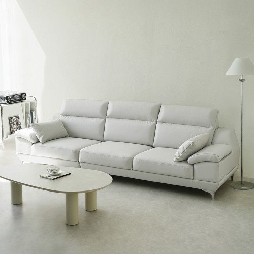 동서가구 뉴테라 천연면피가죽 소파 스툴미포함, 카멜, 3인용