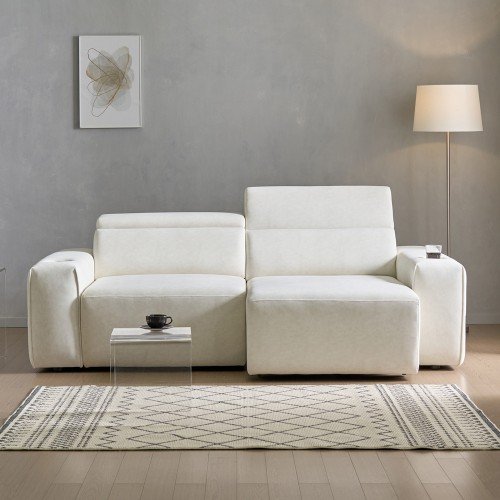 세인트블랑 릴렉시아 슬라이드 모션 아쿠아텍스 리클라이너 확장 패브릭 소파 아이보리, 3인용