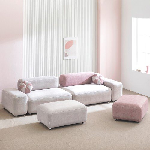 (희망일배송) 몽쉘 모듈형 기능성 조야 패브릭 소파 핑크믹스, 2인용