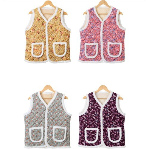 촌캉스 털조끼 레트로 꽃무늬 할머니 브이넥 누빔 엄마 겨울 환절기 김장 옷