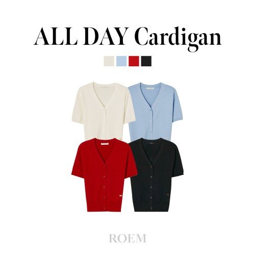 로엠 올데이 브이넥 반팔 가디건 RMCKF25R99