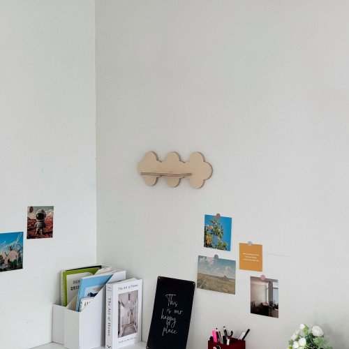 [출시 한정가] 클로버 카메라 플랫 벽 선반 홈 캠 거치대 꾸미기 390 x 145 mm, 1단, 블랙