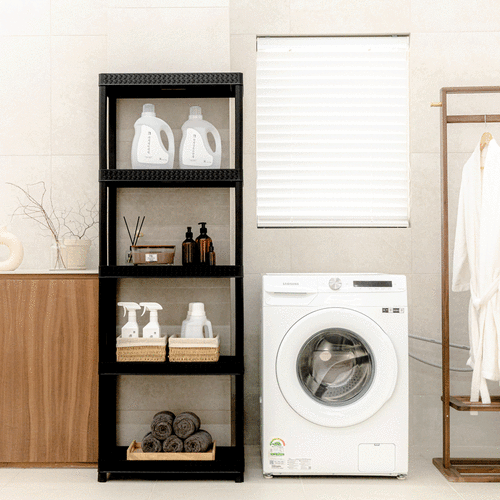 보네드 크라운 라탄 아이보리 4단 M 플라스틱 선반 팬트리 무타공선반 시스템 수납 선반