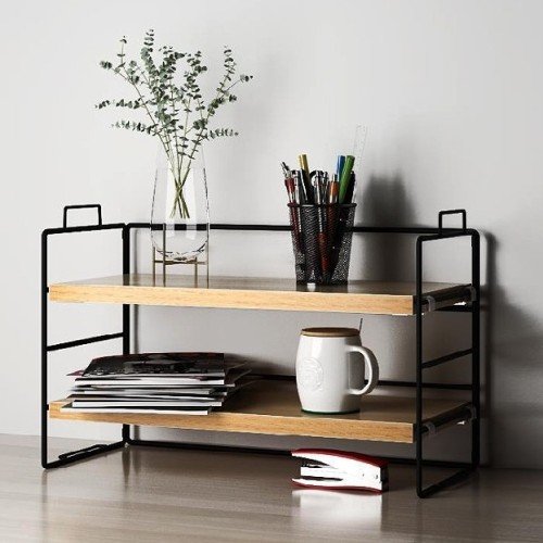 선반 모듈랙 다용도 철제 나무 선반랙 미니 책 수납함 2단