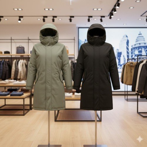 네파 겨울 공용 허리스트링 에코 방풍 사파리 코트 롱패딩 커플점퍼