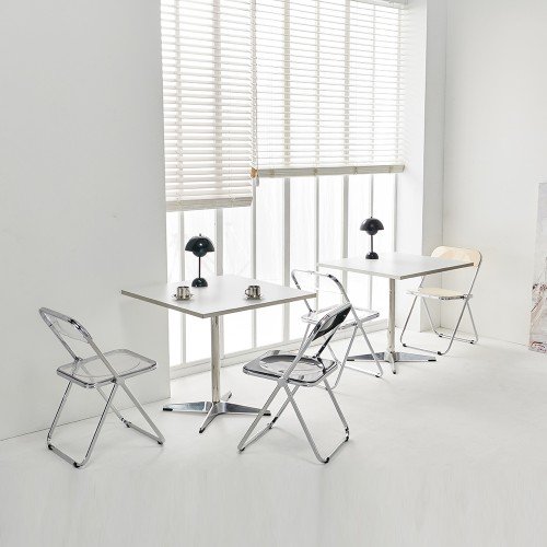 플랜 사각 카페 테이블 탁자 식탁 업소용 미드센츄리 600 화이트