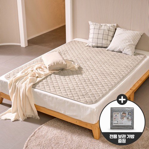 곰표한일 탄소매트 물세탁 전기요 EMF 카본 전기매트 베이지그레이 퀸더블 분리난방
