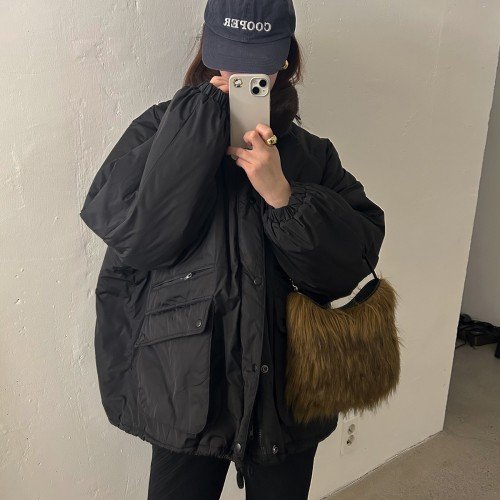 [당일발송] 바스켓 브루스 점퍼 6온스 에코퍼 퍼트리밍 카라 탈부착 하프 패딩 (2c)