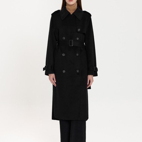 프리미엄 캐시미어 트렌치코트-블랙