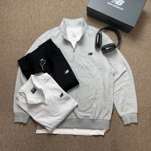 뉴발란스 후리스 반집업 플리스 맨투맨 하프집업 블랙 네이비 그레이