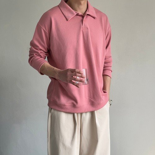 남자맨투맨 빅사이즈 면 기모 커플 카라 맨투맨 남자 긴팔티