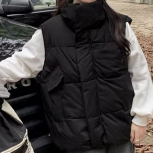 루즈핏 여자 패딩 조끼 하이넥 여성 패딩 베스트