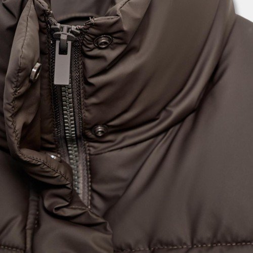 자라 테크니컬 하이넥 숏 패딩 베스트 4341/893 DARK BROWN