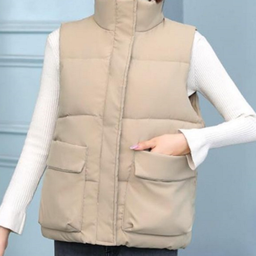 경량 여성 하이넥 패딩 조끼 루즈핏 여자 패딩 조끼