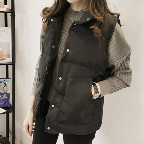 누빔 여성 패딩 조끼 하이넥 여성 베이직 조끼 베스트 겨울