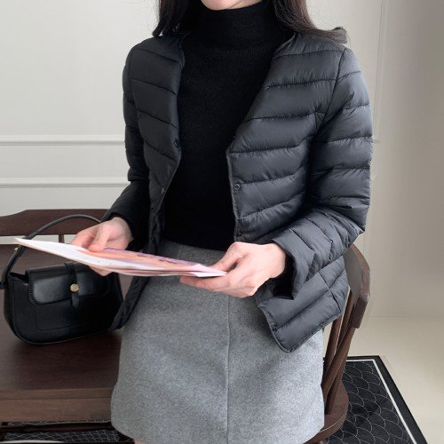 여성 경량패딩 점퍼 이너 숏 패딩 깔깔이 프리미엄 웰론