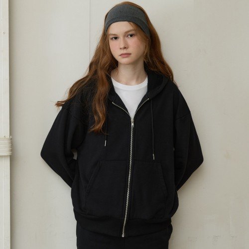 Lipbbam 더블소프트 플리스 에센셜 클래식 후드 집업 LJW012 블랙BK, L