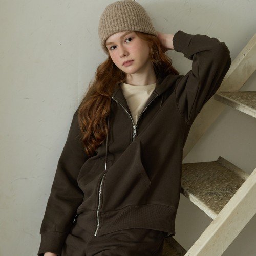 Lipbbam 더블소프트 플리스 에센셜 클래식 후드 집업 LJW012 에스프레소EP, L