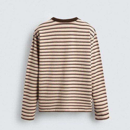 자라 스트라이프 레귤러핏 긴팔 티셔츠 0526/312 BEIGE-BROWN
