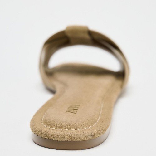 자라 미니멀 스플릿 스웨이드 크로스 스트랩 플랫 샌들 2641/510 BROWN