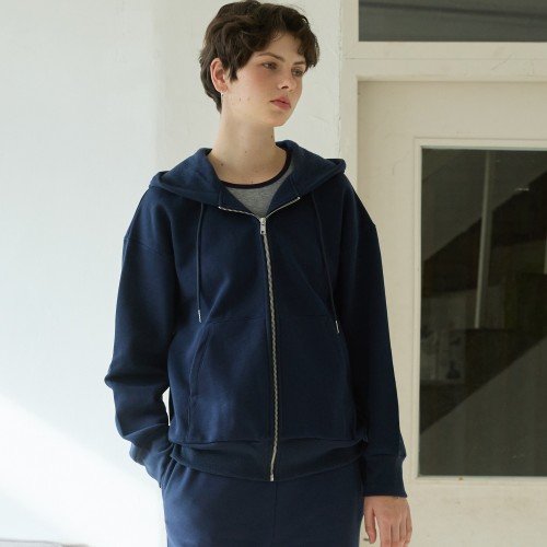 Lipbbam 더블소프트 플리스 에센셜 클래식 후드 집업 LJW012 네이비NV, L