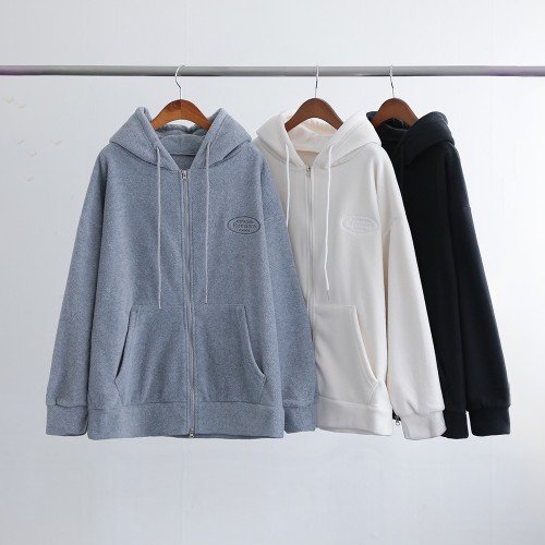 세린 플리스 투웨이 데일리룩 주르핏 자수 기모 후드 집업